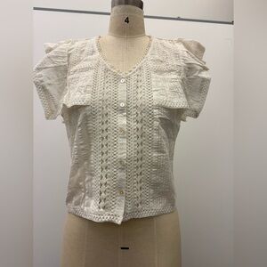 Jennifer & Grace White Lace-Up Women's Top - Size M